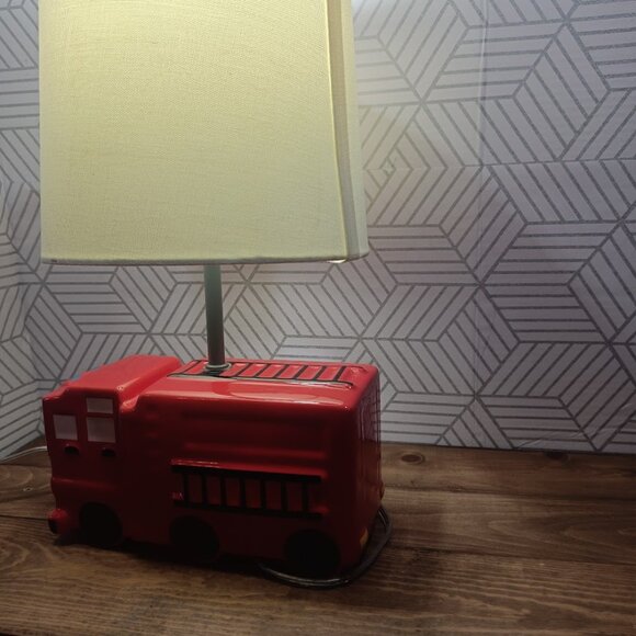 Target Red Ceramic Fire Truck Engine Bedside Table Lamp - Picture 6 of 12